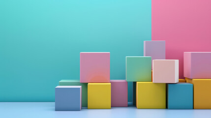 Obraz premium Colorful blocks arranged in playful manner against vibrant background, creating cheerful and creative atmosphere. combination of pastel and bright colors adds fun element to scene