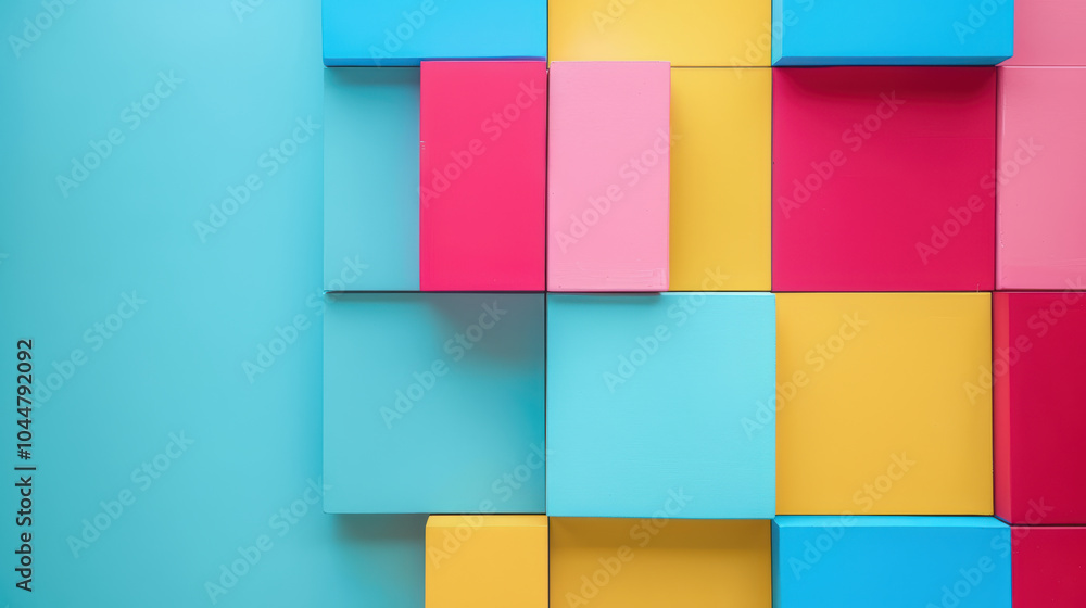 Poster colorful blocks arranged in vibrant pattern create lively and creative atmosphere, perfect for inspi