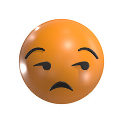 Fototapeta premium Unamused Face Expression 3D Emoticon Icon