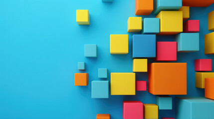 Colorful blocks create vibrant and creative business concept against bright blue background, evoking sense of innovation and playfulness