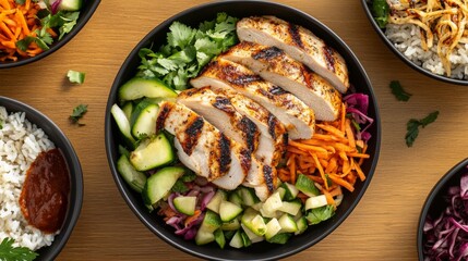 Grilled Chicken Noodle Bowl with Fresh Vegetables