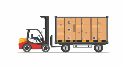 Efficient forklift loading boxes onto delivery truck, showcasing logistics and transportation. This represents essential role of forklifts in warehouse operations and shipping