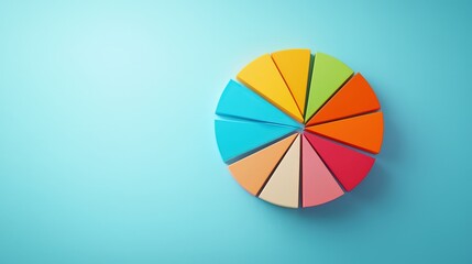 Obraz premium Pie chart split into segments, representing market share distribution
