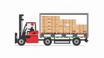 Naklejka premium Efficient delivery truck transporting boxes filled with goods, showcasing logistics and transportation in modern business environment