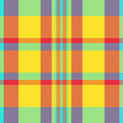 Native background textile texture, eps fabric vector pattern. Buffalo seamless tartan plaid check in yellow and teal colors.