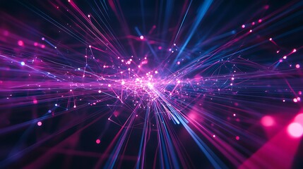 Fototapeta premium Futuristic Digital Environment Featuring Bright Neon Pathways and Lights Picture