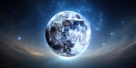 Obraz premium Shining mystical moon on dark night sky tilted angle