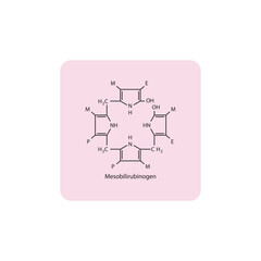 Obraz premium Mesobilirubinogen skeletal structure diagram.Bile pigment compound molecule scientific illustration.