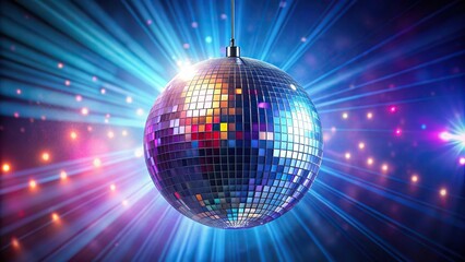 Obraz premium Shiny purple aerial disco ball with colorful disco lights