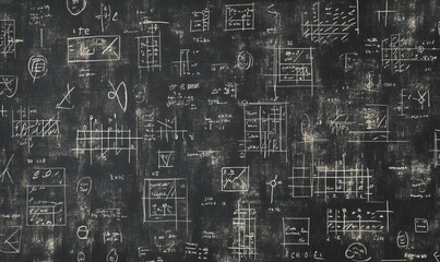 White chalk drawings on a black chalkboard.