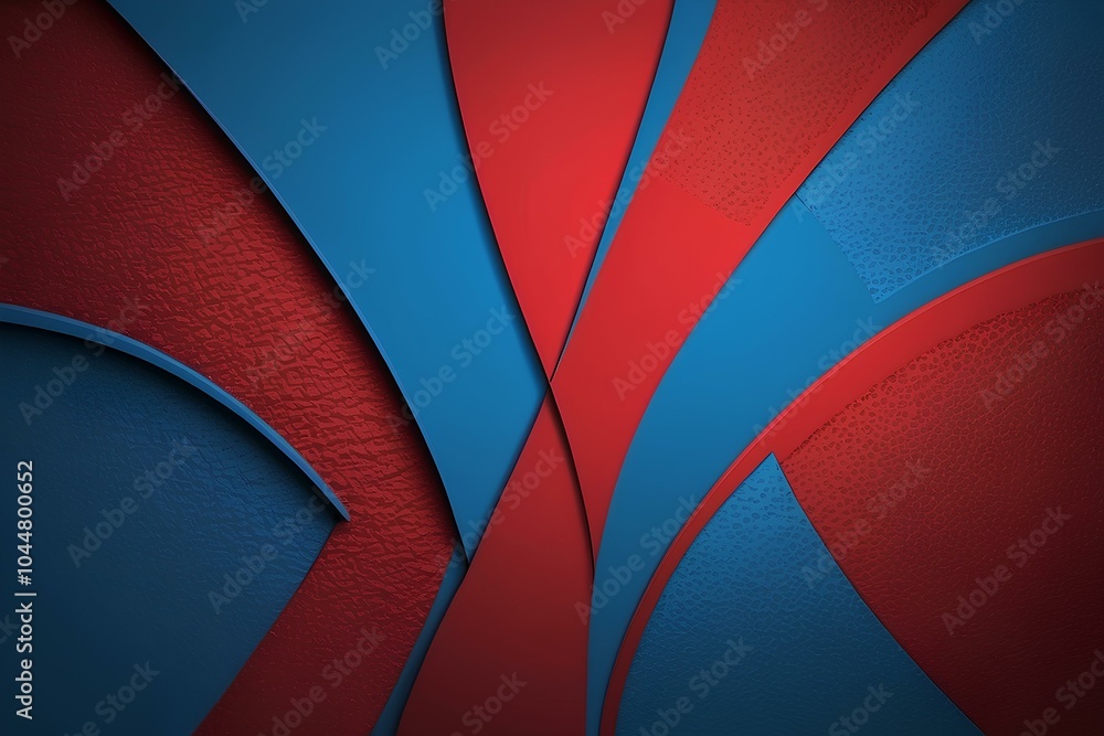 Poster modern abstract design with intersecting red and blue shapes on a dark background