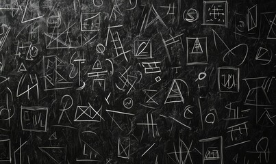 Fototapeta premium Chalk drawings on a black surface.