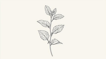 Minimalistic Outline of a Sprig