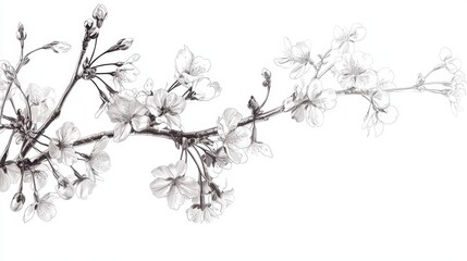 Fototapeta premium Simple Line Art Cherry Blossom Illustration