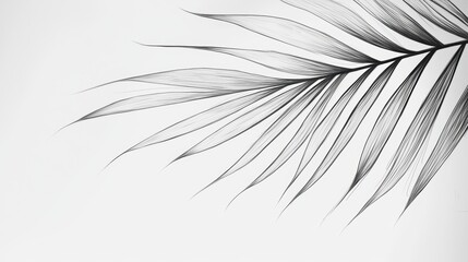 Graceful Outline of Palm Leaf on White Background