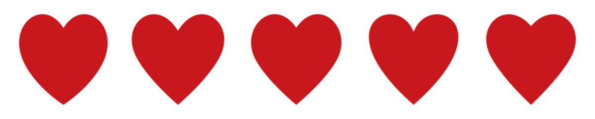 Red heart icon set, Lovers, Vector set heart shape