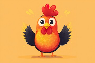 Cartoon Chicken with Exaggerated Features and a Big Smile