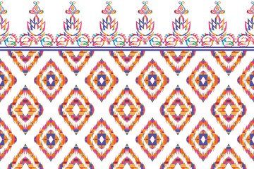Geometric ethnic flower pattern for background,fabric,wrapping,clothing,wallpaper,Batik,carpet,embroidery style.