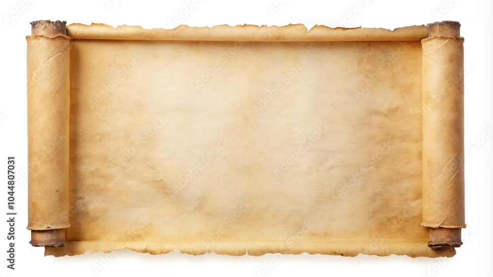 Poster vintage blank paper scroll isolated on white background with copy space