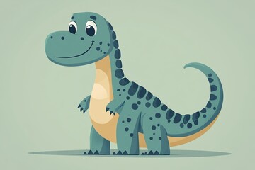 Naklejka premium Cartoon Dinosaur with Exaggerated Features for Children's Illustrations