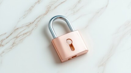 Naklejka premium Rose Gold Padlock On Marble