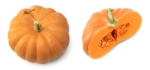 piece of pumpkin isolated on white background. clipping path