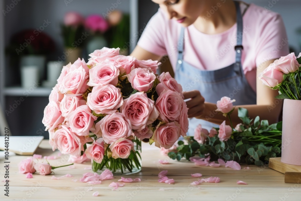 Canvas Prints Rose flower plant table.