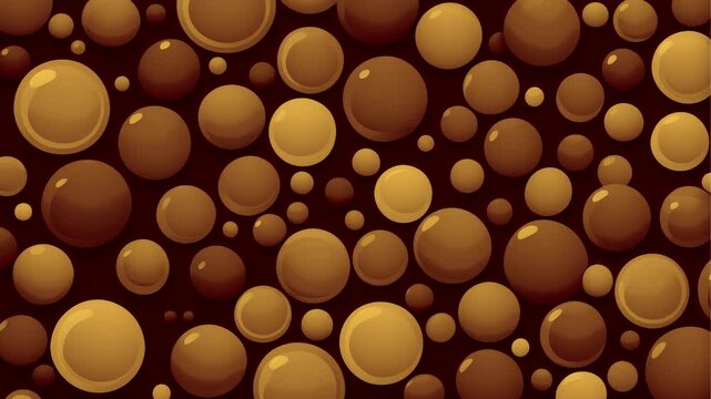 Stop motion loop cartoon animation, background with orange bubbles in different sizes, abstract fun party background