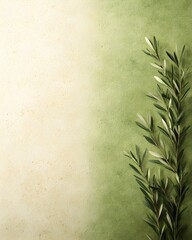 Elegant olive branch on textured green background