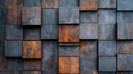 
Steel pattern Geometric square block Wall art design Modern building texture