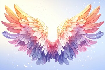 Obraz premium Playful Angel Wings with Animated Feathers and Gentle Curves