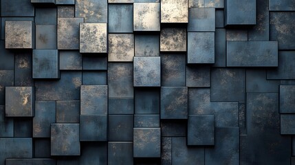 
Steel pattern Geometric square block Wall art design Modern building texture