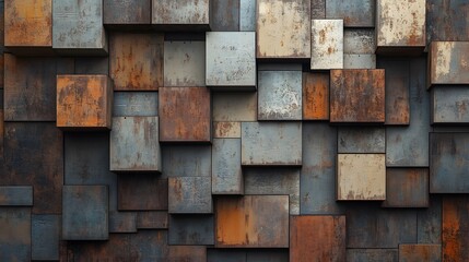 
Steel pattern Geometric square block Wall art design Modern building texture