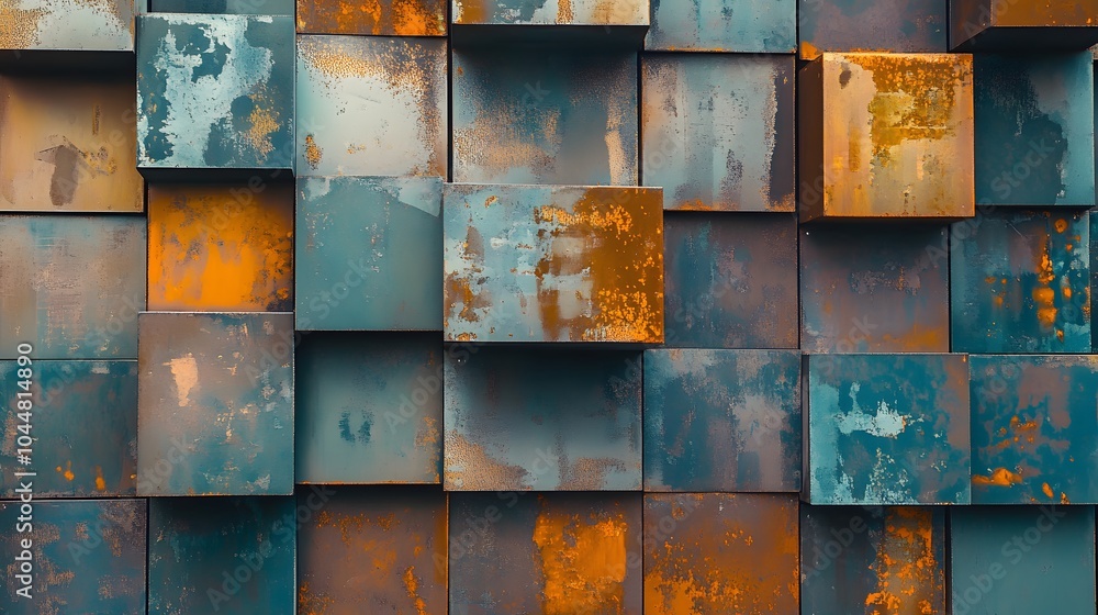 Poster steel pattern geometric square block wall art design modern building texture