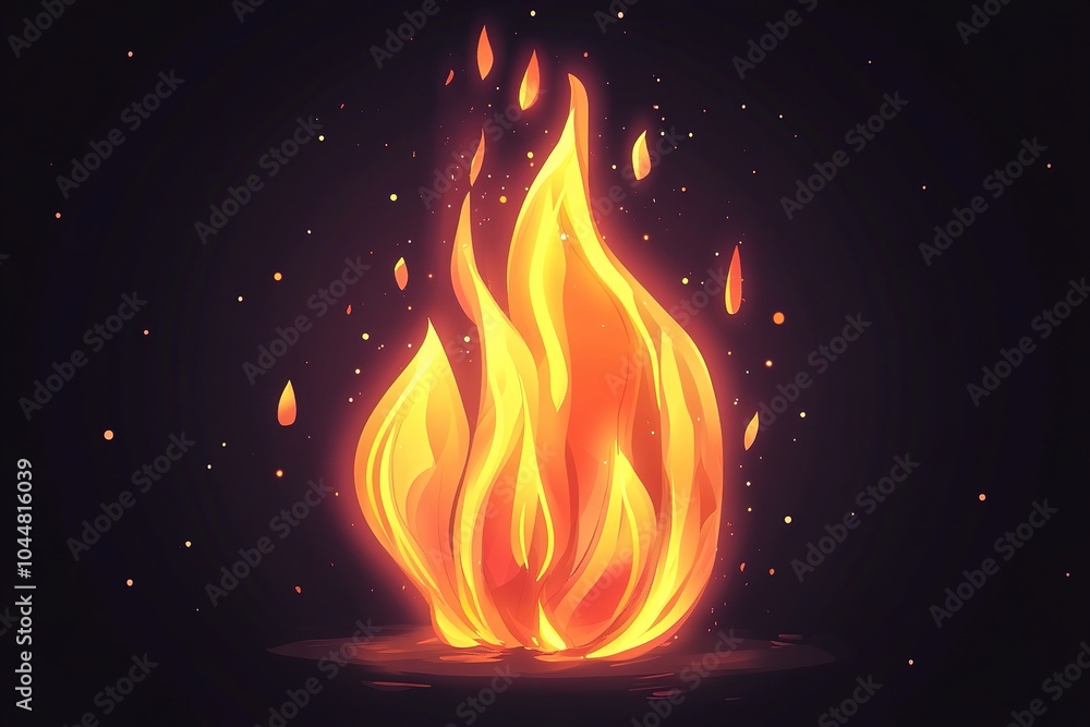 Poster Playful Vector Flame with Flickering Tips and Dynamic Design