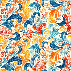 colorfull vintage line doodle seamless pattern
