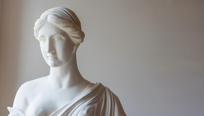 Fototapeta premium Statue of Woman Standing in a Room and Copy Space
