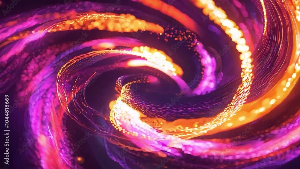 Poster colorful swirling light patterns create a sense of movement and depth in a vibrant digital artwork