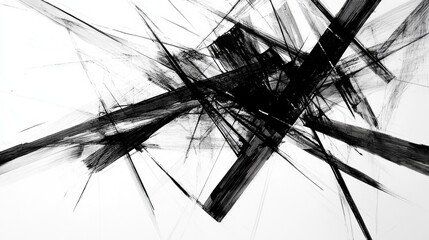 Abstract Black and White Brush Strokes Art Background Texture