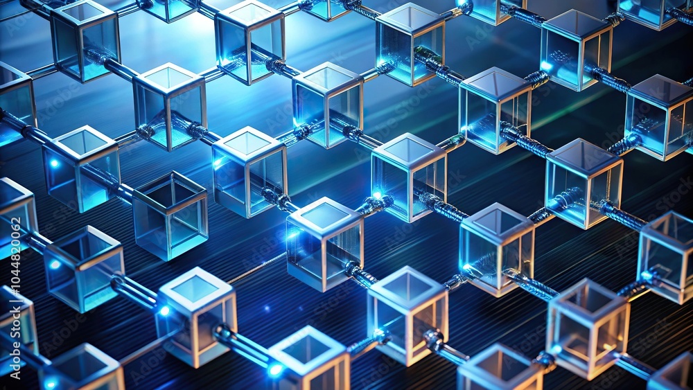 Leinwandbilder visualization of blockchain blocks with hexadecimal hash values