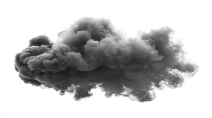 Black Smoke Cloud Isolated on White Background   Abstract Design Element