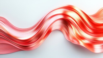 Abstract Red and White Wave  Swirling Fluid  Dynamic Flow  3D Render