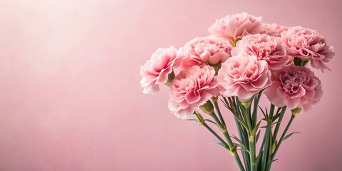 Silhouette Soft filter enhances a pink carnation flowers bouquet on a light pink background