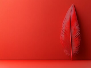 Quill Feather in Red Background