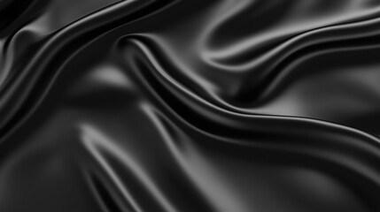 Obraz premium Elegant Black Satin Drape Smooth Fabric Texture Luxury Background