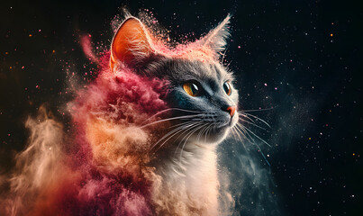 Fantasy and beautiful cats with explosion effects, beautiful cats, mobile wallpapers, computer wallpapers, backgrounds