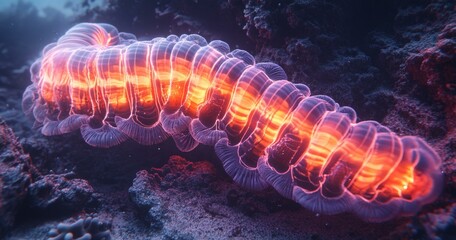 Underwater Nightlife: Red Ctenophore in Action
