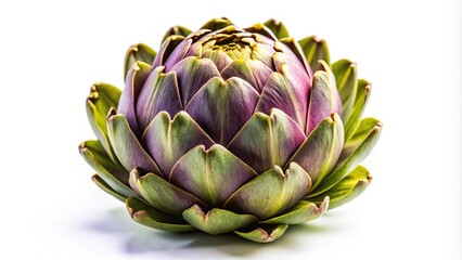 Silhouette of organic artichoke flower on white background