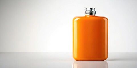 Obraz premium Silhouette of orange water flask on white background