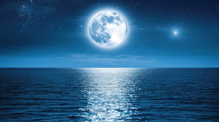 Full Moon Over Calm Ocean